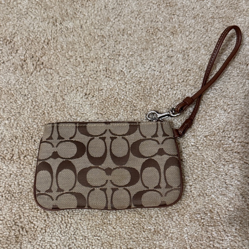 Coach Brown Signature Wristlet